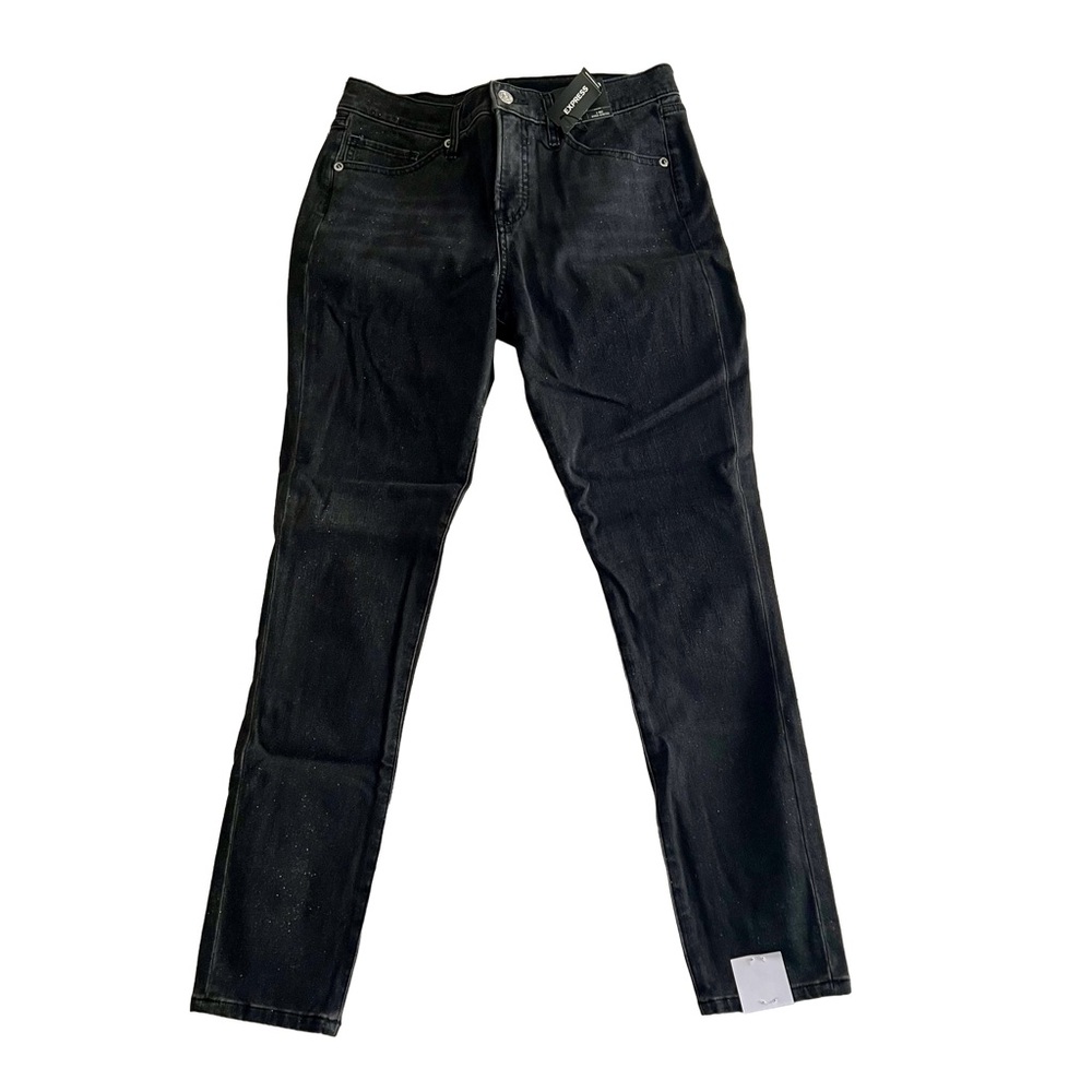 Express_Women's Black Shimmer Skinny Jeans